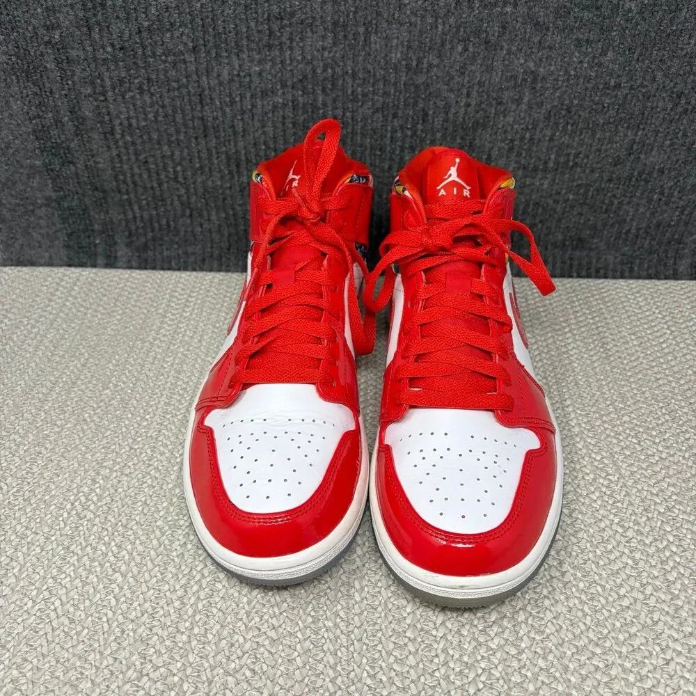 Nike Air Jordan 1 Mid SE Barcelona Sweater Chile Red Patent Mens 10 DC7294-600